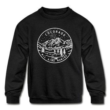 Colorado Youth Sweatshirt - State Design Youth Colorado Crewneck Sweatshirt - black