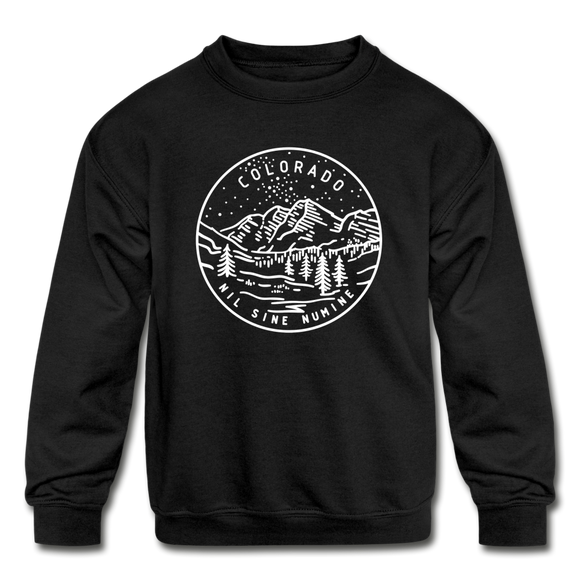 Colorado Youth Sweatshirt - State Design Youth Colorado Crewneck Sweatshirt - black