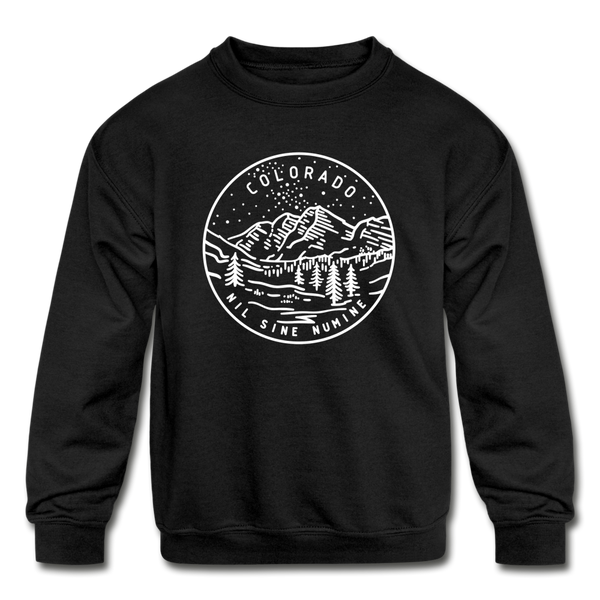 Colorado Youth Sweatshirt - State Design Youth Colorado Crewneck Sweatshirt - black