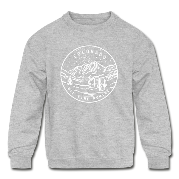 Colorado Youth Sweatshirt - State Design Youth Colorado Crewneck Sweatshirt - heather gray