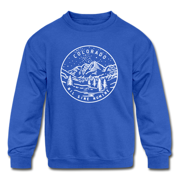 Colorado Youth Sweatshirt - State Design Youth Colorado Crewneck Sweatshirt - royal blue