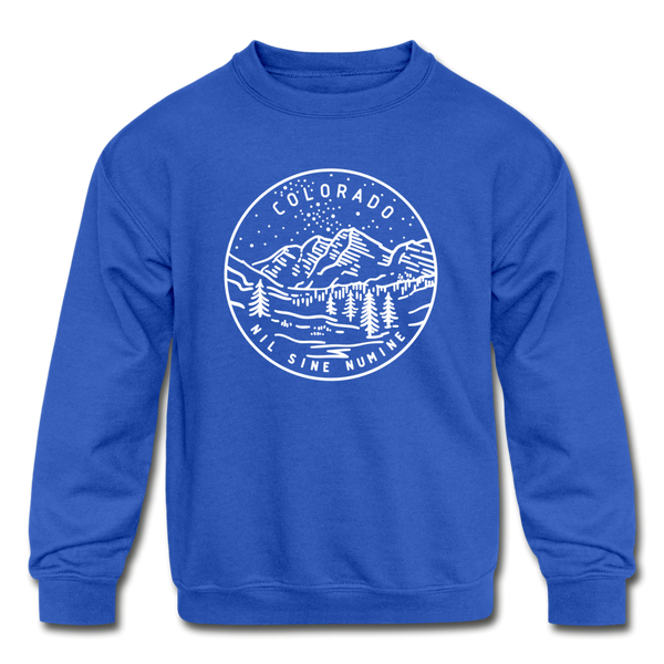 Colorado Youth Sweatshirt - State Design Youth Colorado Crewneck Sweatshirt - royal blue