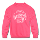 Colorado Youth Sweatshirt - State Design Youth Colorado Crewneck Sweatshirt - neon pink