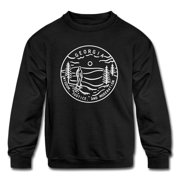 Georgia Youth Sweatshirt - State Design Youth Georgia Crewneck Sweatshirt - black