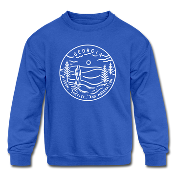 Georgia Youth Sweatshirt - State Design Youth Georgia Crewneck Sweatshirt - royal blue