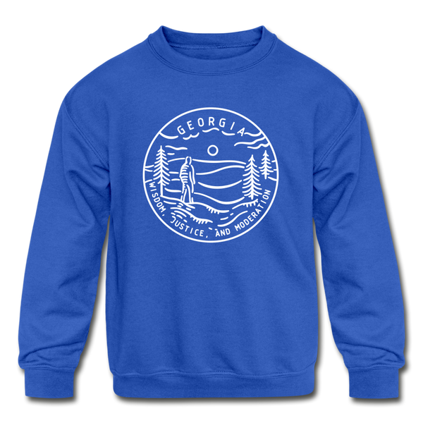 Georgia Youth Sweatshirt - State Design Youth Georgia Crewneck Sweatshirt - royal blue