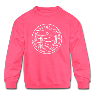 Georgia Youth Sweatshirt - State Design Youth Georgia Crewneck Sweatshirt - neon pink