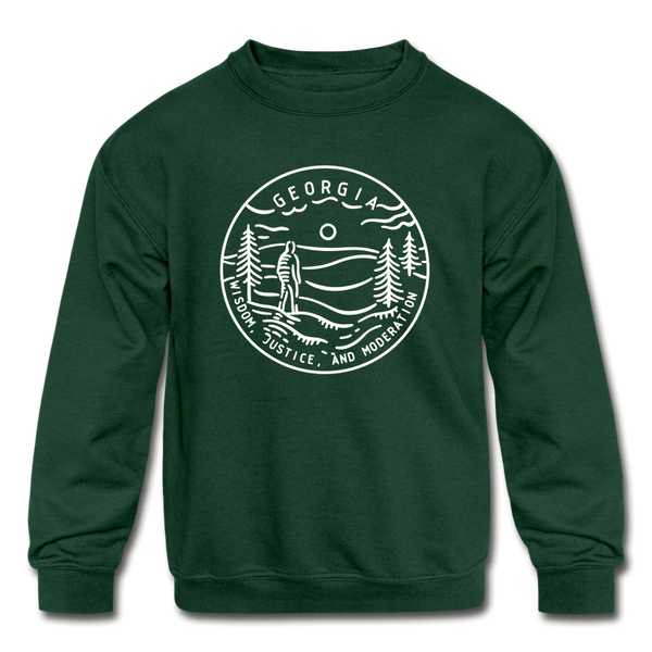 Georgia Youth Sweatshirt - State Design Youth Georgia Crewneck Sweatshirt - forest green