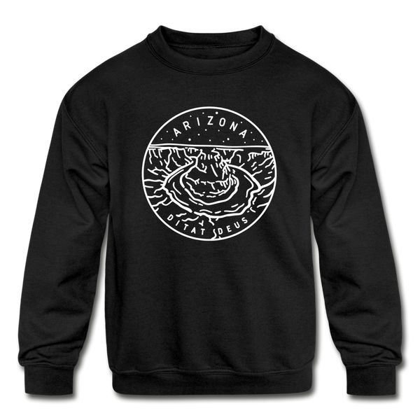 Arizona Youth Sweatshirt - State Design Youth Arizona Crewneck Sweatshirt - black