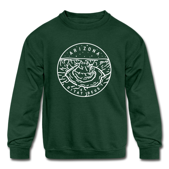 Arizona Youth Sweatshirt - State Design Youth Arizona Crewneck Sweatshirt - forest green