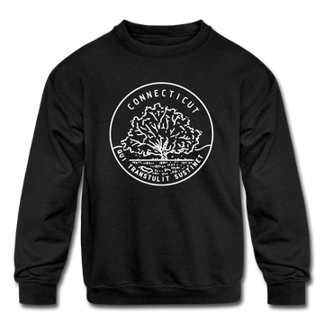 Connecticut Youth Sweatshirt - State Design Youth Connecticut Crewneck Sweatshirt - black