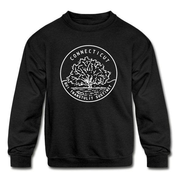 Connecticut Youth Sweatshirt - State Design Youth Connecticut Crewneck Sweatshirt - black