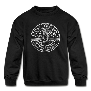 Delaware Youth Sweatshirt - State Design Youth Delaware Crewneck Sweatshirt - black