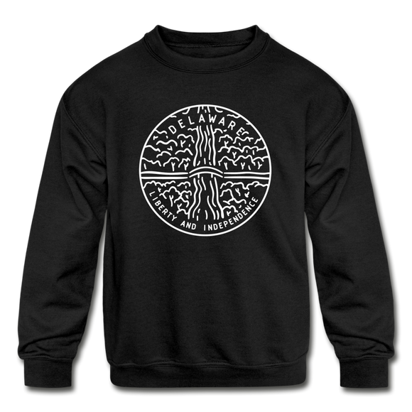 Delaware Youth Sweatshirt - State Design Youth Delaware Crewneck Sweatshirt - black