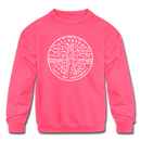 Delaware Youth Sweatshirt - State Design Youth Delaware Crewneck Sweatshirt - neon pink