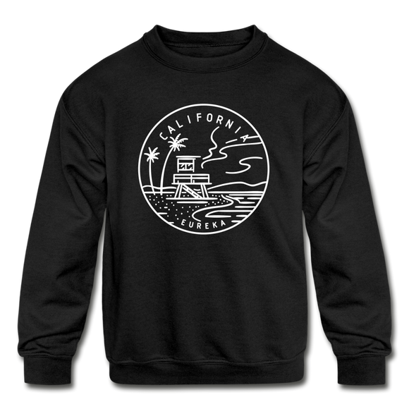 California Youth Sweatshirt - State Design Youth California Crewneck Sweatshirt - black