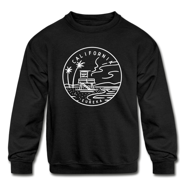 California Youth Sweatshirt - State Design Youth California Crewneck Sweatshirt - black