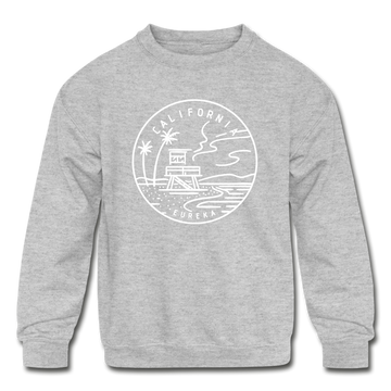 California Youth Sweatshirt - State Design Youth California Crewneck Sweatshirt - heather gray