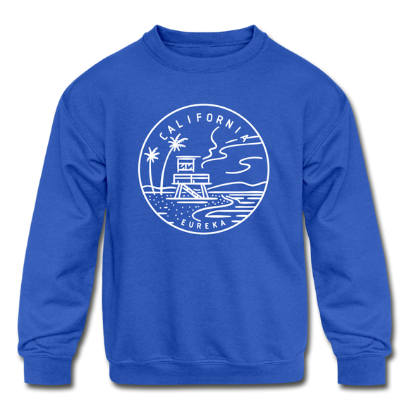 California Youth Sweatshirt - State Design Youth California Crewneck Sweatshirt - royal blue