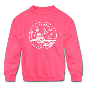 California Youth Sweatshirt - State Design Youth California Crewneck Sweatshirt - neon pink