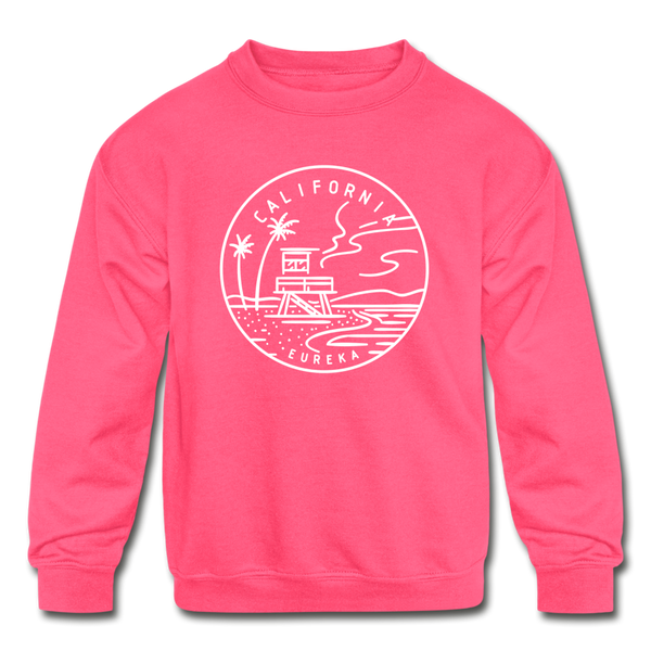 California Youth Sweatshirt - State Design Youth California Crewneck Sweatshirt - neon pink