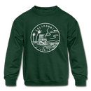 California Youth Sweatshirt - State Design Youth California Crewneck Sweatshirt - forest green