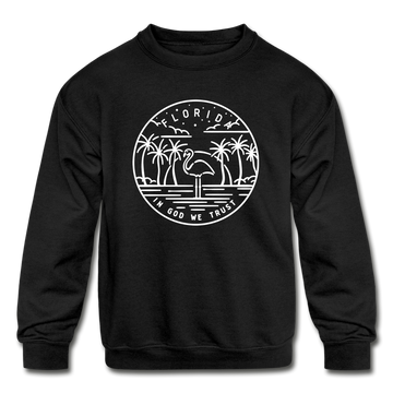 Florida Youth Sweatshirt - State Design Youth Florida Crewneck Sweatshirt - black