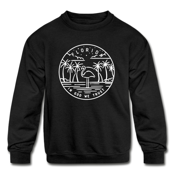 Florida Youth Sweatshirt - State Design Youth Florida Crewneck Sweatshirt - black