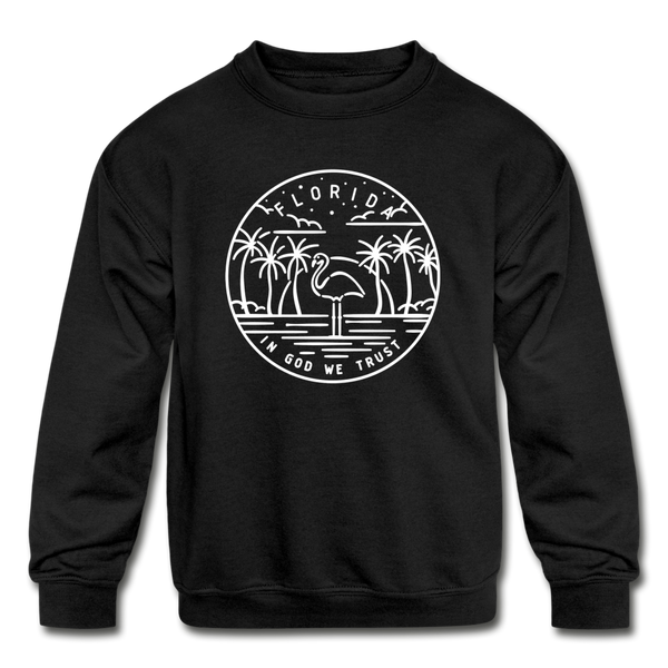 Florida Youth Sweatshirt - State Design Youth Florida Crewneck Sweatshirt - black