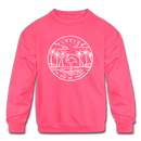 Florida Youth Sweatshirt - State Design Youth Florida Crewneck Sweatshirt - neon pink