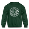 Florida Youth Sweatshirt - State Design Youth Florida Crewneck Sweatshirt - forest green