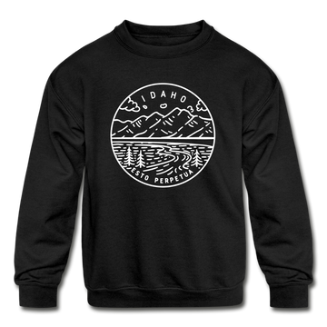 Idaho Youth Sweatshirt - State Design Youth Idaho Crewneck Sweatshirt - black