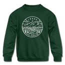 Idaho Youth Sweatshirt - State Design Youth Idaho Crewneck Sweatshirt - forest green