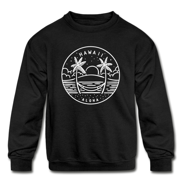 Hawaii Youth Sweatshirt - State Design Youth Hawaii Crewneck Sweatshirt - black
