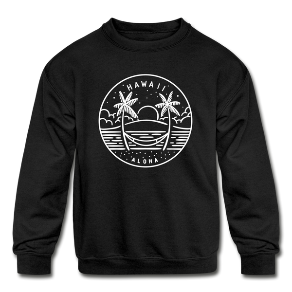 Hawaii Youth Sweatshirt - State Design Youth Hawaii Crewneck Sweatshirt - black