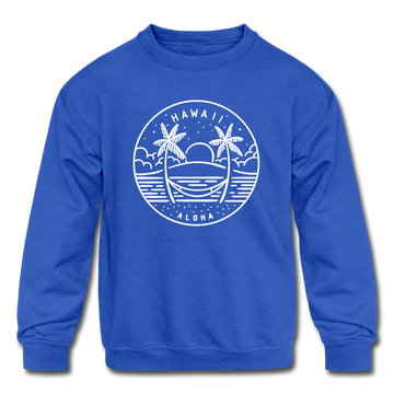 Hawaii Youth Sweatshirt - State Design Youth Hawaii Crewneck Sweatshirt - royal blue