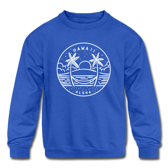 Hawaii Youth Sweatshirt - State Design Youth Hawaii Crewneck Sweatshirt - royal blue