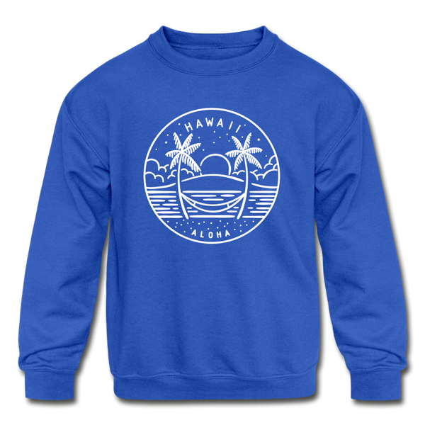Hawaii Youth Sweatshirt - State Design Youth Hawaii Crewneck Sweatshirt - royal blue
