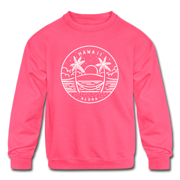 Hawaii Youth Sweatshirt - State Design Youth Hawaii Crewneck Sweatshirt - neon pink