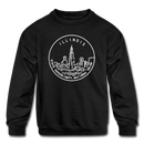 Illinois Youth Sweatshirt - State Design Youth Illinois Crewneck Sweatshirt - black