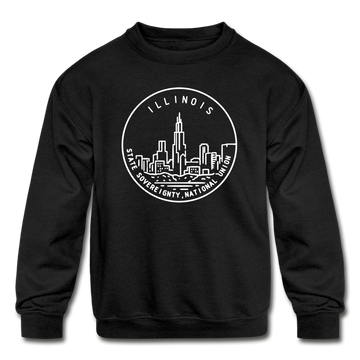 Illinois Youth Sweatshirt - State Design Youth Illinois Crewneck Sweatshirt - black