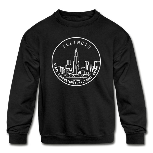 Illinois Youth Sweatshirt - State Design Youth Illinois Crewneck Sweatshirt - black