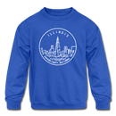 Illinois Youth Sweatshirt - State Design Youth Illinois Crewneck Sweatshirt - royal blue