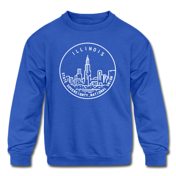 Illinois Youth Sweatshirt - State Design Youth Illinois Crewneck Sweatshirt - royal blue