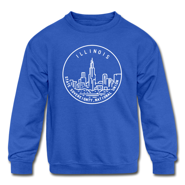 Illinois Youth Sweatshirt - State Design Youth Illinois Crewneck Sweatshirt - royal blue
