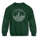 Illinois Youth Sweatshirt - State Design Youth Illinois Crewneck Sweatshirt - forest green