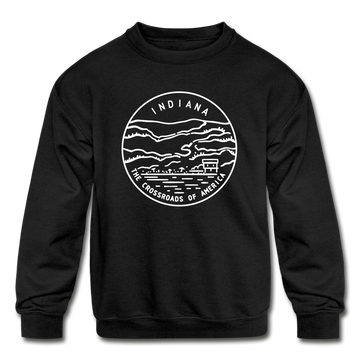 Indiana Youth Sweatshirt - State Design Youth Indiana Crewneck Sweatshirt - black