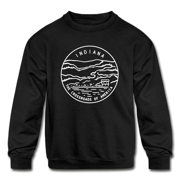 Indiana Youth Sweatshirt - State Design Youth Indiana Crewneck Sweatshirt - black