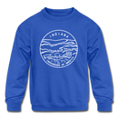 Indiana Youth Sweatshirt - State Design Youth Indiana Crewneck Sweatshirt - royal blue