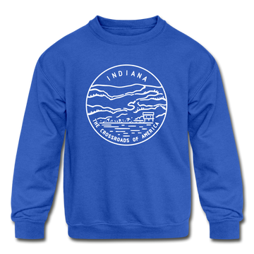 Indiana Youth Sweatshirt - State Design Youth Indiana Crewneck Sweatshirt - royal blue